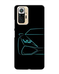 Чохол для Xiaomi Redmi Note 10 Pro з картинкою «Блакитний силует Lamborghini»