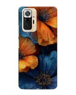 Чехол для Xiaomi Redmi Note 10 Pro с картинкой «Яркая сине-оранжевая флора»