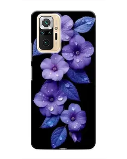Чохол для Xiaomi Redmi Note 10 Pro з картинкою «Фіолетові квіти з росою»