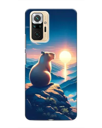 Чехол для Xiaomi Redmi Note 10 Pro с картинкой «Закат солнца с капибарой»