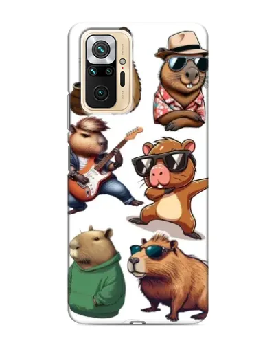 Чехол для Xiaomi Redmi Note 10 Pro с картинкой «Крутые капибары музыканты»