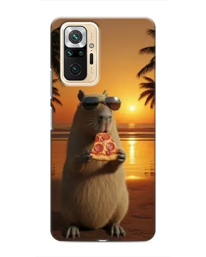 Чехол для Xiaomi Redmi Note 10 Pro с картинкой «Капибара с пиццей»