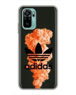 Чехол для Xiaomi Redmi Note 10 с картинкой «Оранжевый дым Adidas»