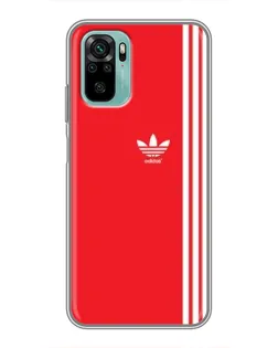 Чехол для Xiaomi Redmi Note 10 с картинкой «Красный минимализм Adidas»
