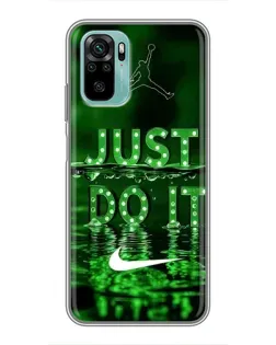 Чехол для Xiaomi Redmi Note 10 с картинкой «Зеленый неоновый Nike»