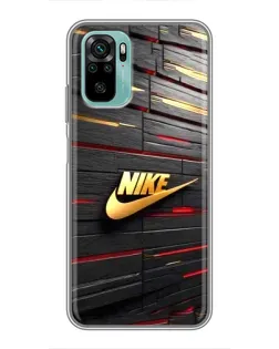 Чехол для Xiaomi Redmi Note 10 с картинкой «Золотой Nike на металле»