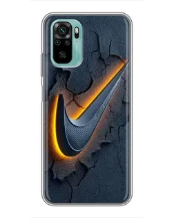 Чехол для Xiaomi Redmi Note 10 с картинкой «Объемный логотип Найк»