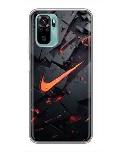 Чехол для Xiaomi Redmi Note 10 с картинкой «Nike — эффект разломов»