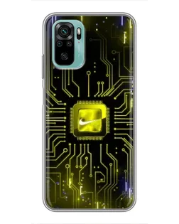 Чехол для Xiaomi Redmi Note 10 с картинкой «Nike — золотая искра»