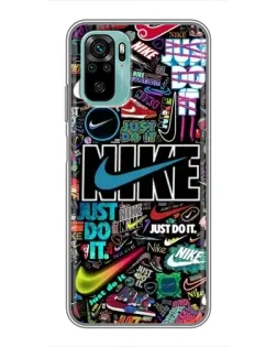 Чохол для Xiaomi Redmi Note 10 з картинкою «Яскравий колаж Nike»