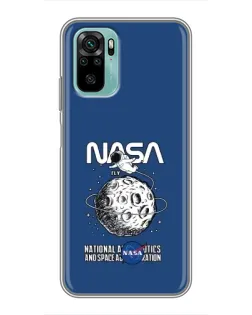 Чехол для Xiaomi Redmi Note 10 с картинкой «NASA — лунная миссия»