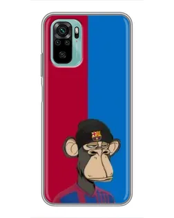 Чехол для Xiaomi Redmi Note 10 с картинкой «Bored Ape — фанат Барсы»