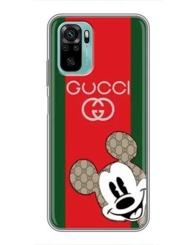 Чехол для Xiaomi Redmi Note 10 с картинкой «Gucci — полосы и Микки»
