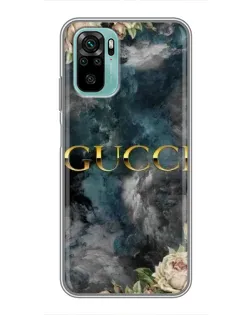 Чехол для Xiaomi Redmi Note 10 с картинкой «Абстрактные цветы Gucci»
