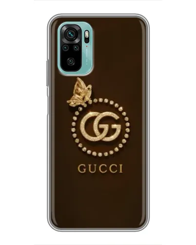Чехол для Xiaomi Redmi Note 10 с картинкой «Gucci — золотая бабочка»
