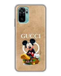 Чехол для Xiaomi Redmi Note 10 с картинкой «Микки Маус Gucci — крафт»