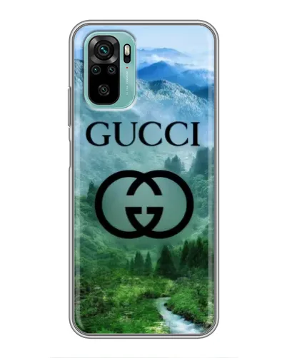 Чехол для Xiaomi Redmi Note 10 с картинкой «Gucci — горный пейзаж»