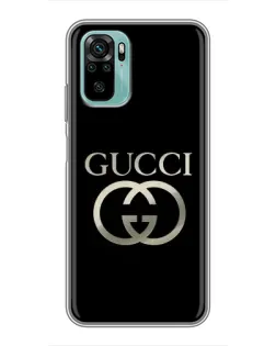 Чохол для Xiaomi Redmi Note 10 з картинкою «Gucci — золото на чорному»