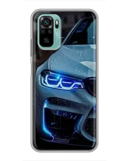 Чохол для Xiaomi Redmi Note 10 з картинкою «Погляд BMW з синіми фарами» Чохол для Xiaomi Redmi Note 10 з картинкою «Погляд BMW з синіми фарами»
