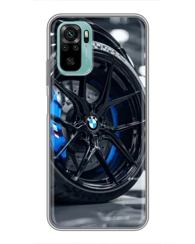 Чехол для Xiaomi Redmi Note 10 с картинкой «Колесо BMW вблизи»