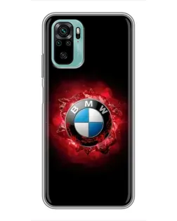Чехол для Xiaomi Redmi Note 10 с картинкой «Логотип BMW — вспышка»