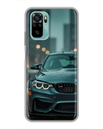 Чехол для Xiaomi Redmi Note 10 с картинкой «BMW в огнях города»