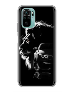 Чехол для Xiaomi Redmi Note 10 с картинкой «BMW и лев»