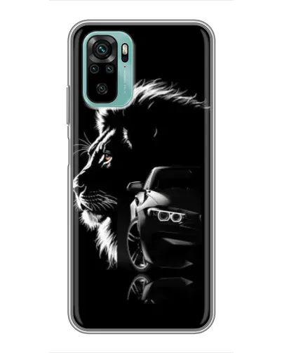 Чехол для Xiaomi Redmi Note 10 с картинкой «BMW и лев»