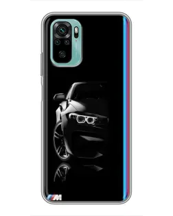 Чехол для Xiaomi Redmi Note 10 с картинкой «Силуэт BMW в темноте»