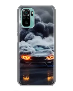 Чехол для Xiaomi Redmi Note 10 с картинкой «BMW в дыму»