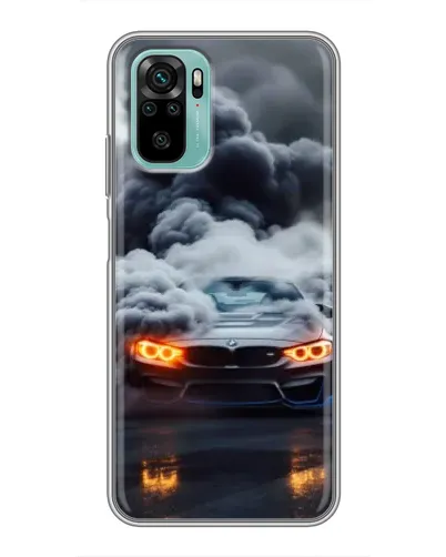 Чехол для Xiaomi Redmi Note 10 с картинкой «BMW в дыму»