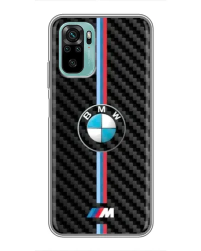 Чехол для Xiaomi Redmi Note 10 с картинкой «Эмблема BMW и карбон»