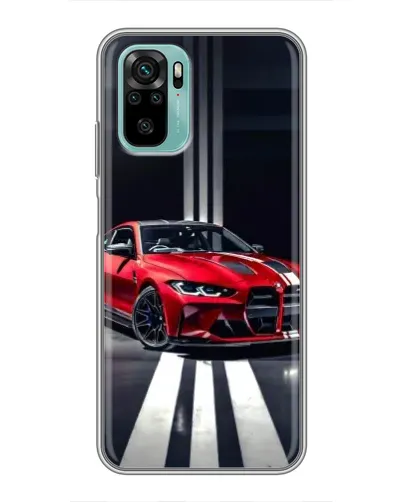 Чехол для Xiaomi Redmi Note 10 с картинкой «Красная BMW на дороге»