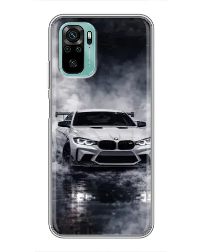 Чехол для Xiaomi Redmi Note 10 с картинкой «BMW сквозь туман»
