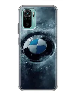 Чехол для Xiaomi Redmi Note 10 с картинкой «Логотип BMW — лед»
