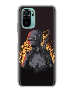 Чохол для Xiaomi Redmi Note 10 з картинкою «PUBG — вогняний силует»