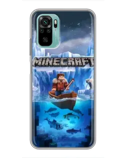 Чехол для Xiaomi Redmi Note 10 с картинкой «Minecraft ледяной мир»