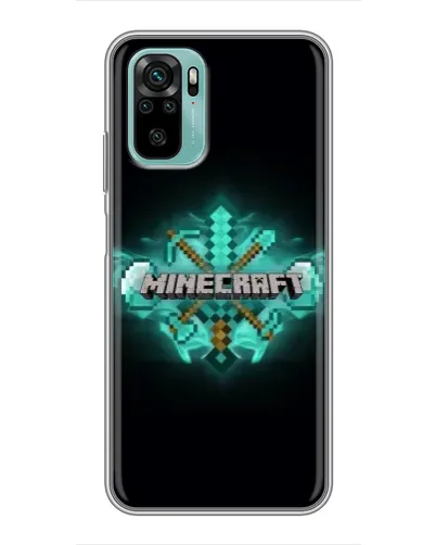 Чехол для Xiaomi Redmi Note 10 с картинкой «Minecraft Diamond лого»