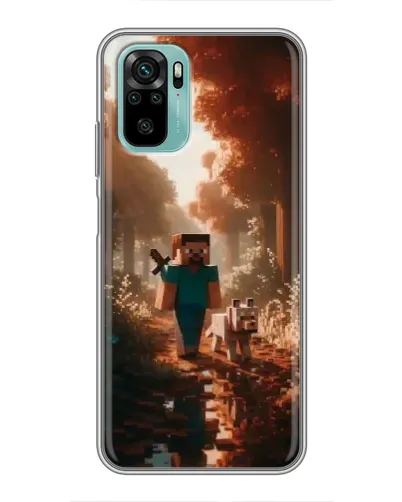 Чехол для Xiaomi Redmi Note 10 с картинкой «Стив в лесу»