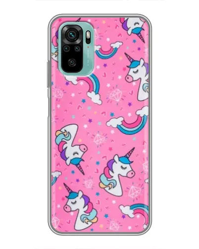 Чехол для Xiaomi Redmi Note 10 с картинкой «Unicorn паттерн розовый»