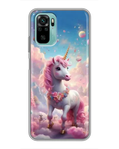 Чехол для Xiaomi Redmi Note 10 с картинкой «Единорог среди облаков»
