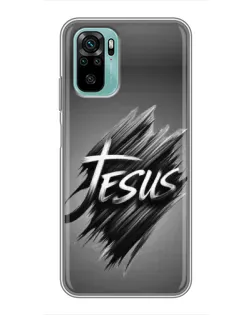 Чехол для Xiaomi Redmi Note 10 с картинкой «Надпись Jesus Graffiti»