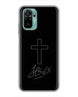 Чехол для Xiaomi Redmi Note 10 с картинкой «Графический крест Jesus»