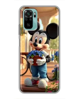 Чехол для Xiaomi Redmi Note 10 с картинкой «Микки садовод»