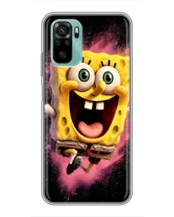 Чехол для Xiaomi Redmi Note 10 с картинкой «Взрывной Спанч Боб»