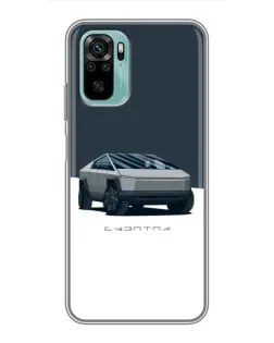 Чохол для Xiaomi Redmi Note 10 з картинкою «Сріблястий Cybertruck Tesla»
