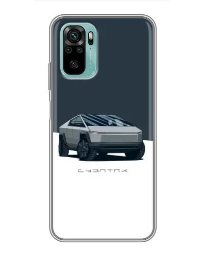 Чохол для Xiaomi Redmi Note 10 з картинкою «Сріблястий Cybertruck Tesla»