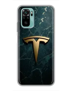 Чохол для Xiaomi Redmi Note 10 з картинкою «Мармурова Tesla Gold»