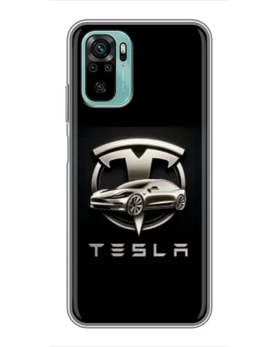 Чохол для Xiaomi Redmi Note 10 з картинкою «Tesla — срібне авто»