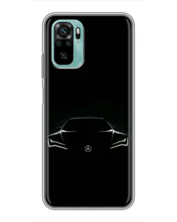 Чехол для Xiaomi Redmi Note 10 с картинкой «Mercedes — силуэт авто»